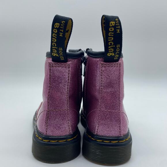 Dr. Martens Pink Sparkle Eye Glitter Ankle Boot Combat Boot Moto Toddler size 7 - Picture 4 of 9